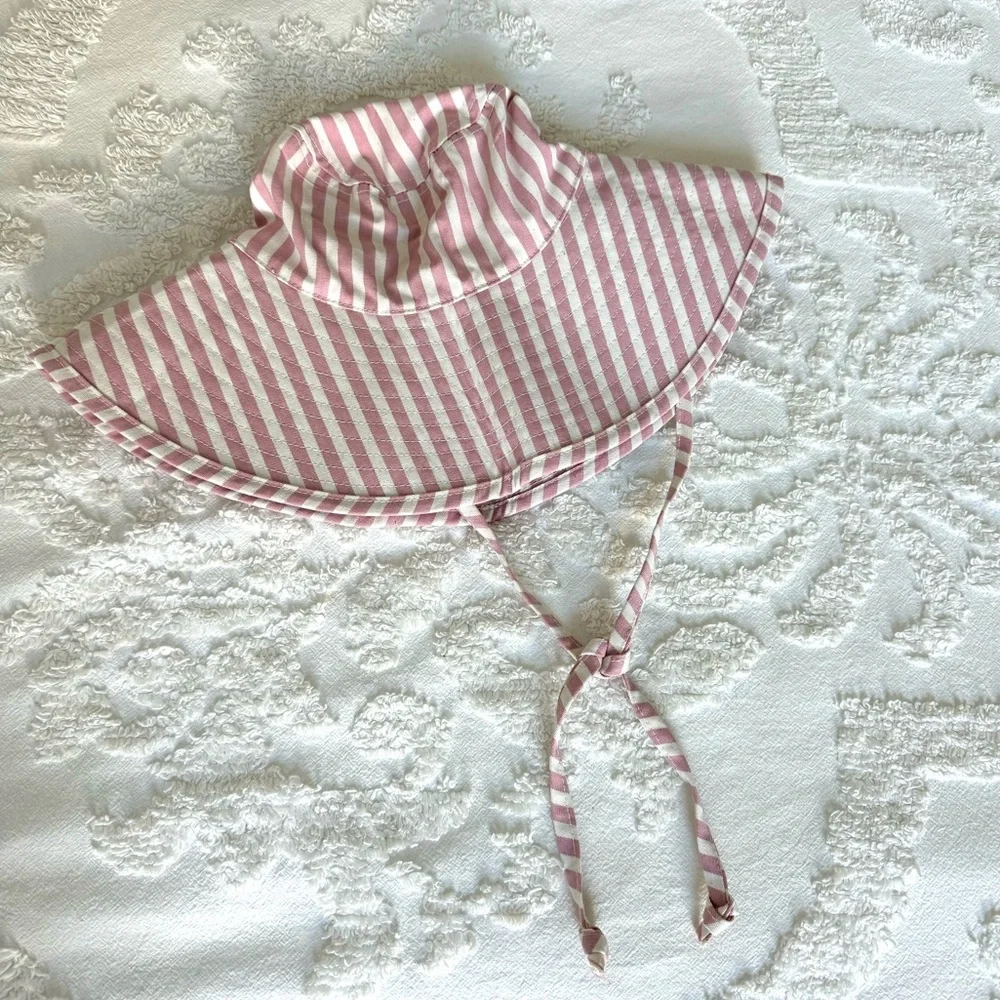 Business & Pleasure Wide Brim Beach Hat in Pink Stripe - Picture 7 of 7